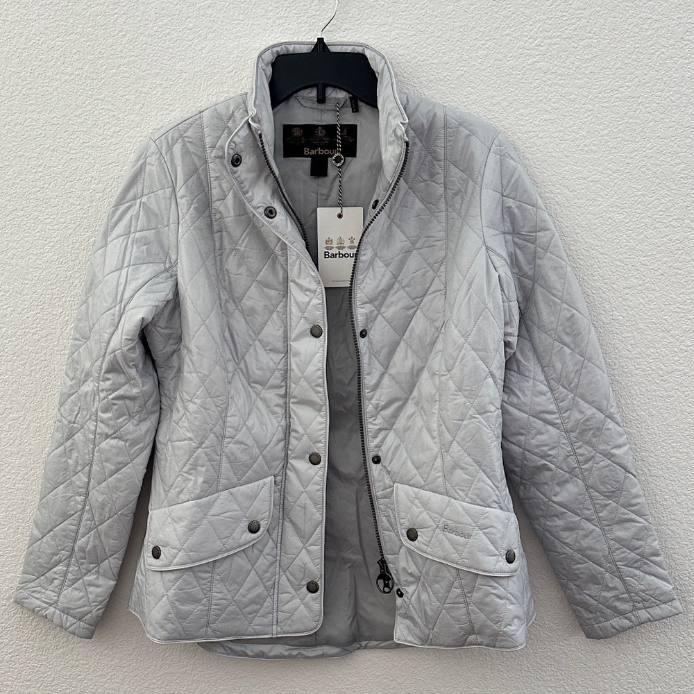 Barbour Flyweight Cavalry Quilted Jacket Size 10 (Stone/light gray)